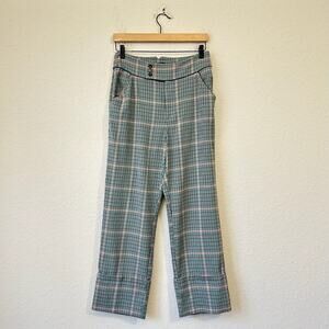 MAEVE ANTHROPOLOGIE Clemence Cuffed Pants Plaid High Rise Trousers